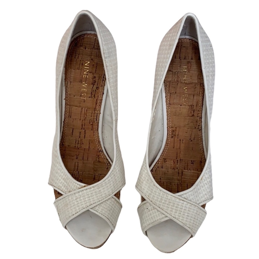 Nine West White Peep Toe Heels Size 6